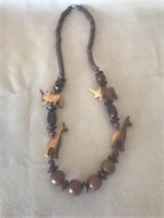 14” African Art Carved Wood Necklace