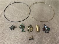 (2) Necklaces, (4) Pendants & (1) Pair of Earrings