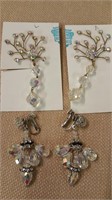 (2) Pair of Ornate Cut Glass Earrings