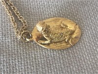 14K Gold Lizard Pendant & Necklace