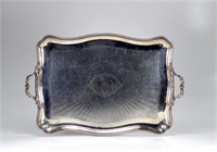 19TH C FRENCH SILVER HANDLED SERVING TRAY
