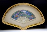 19TH C CHINESE EXPORT GILT FRAMED FAN