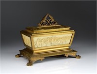 AESTHETIC BRONZE CASKET WITH NATURAL PLAQUES