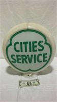 Vintage Cities Service green print glass and