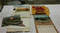 Railroad related calendars and cutouts from the