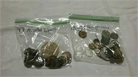 Assorted foreign coins and tokens