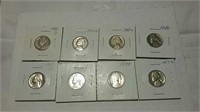 8 Jefferson nickels 1939 to 1957