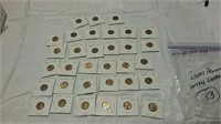 33 Wheat pennies with luster various dates 1944