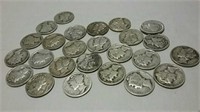 25 Mercury dimes various years 1917 to 1945 some