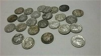 25 Mercury dimes 1917 to 1945 some are worn and