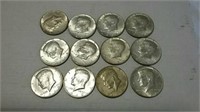 12 Kennedy half dollars 40% silver 1967 - 7,