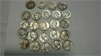24 silver quarters various dates 1949 to 1964