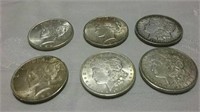6 silver dollars