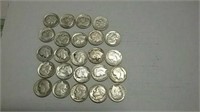 24 silver Roosevelt dimes various dates 1946 to