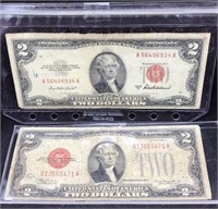 1953 A $2 Note and 1928 D $2 Note
