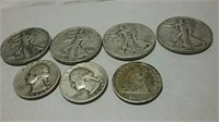 4 Walking Liberty half dollars 1941(2), 1942