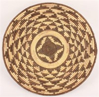 BROWN AND BEIGE GEOMETRIC MOTIF COIL BASKET