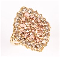LADIES 10K YELLOW GOLD COLORED STONE RING