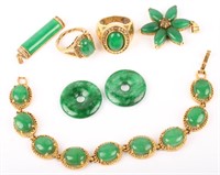 MIXED GREEN JADE GOLD PLATED JEWELRY