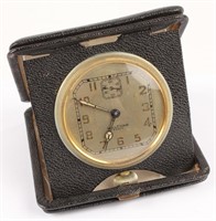 WALTHAM 8 DAYS TRAVEL CLOCK IN LEATHER CASE