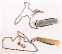 2 GOLD PLATED WATCH FOBS WITH POCKET KNIVES