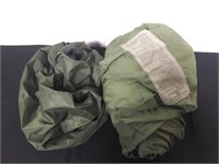 Military bag and sleeping bag.