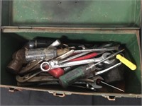 Metal box with tools.