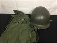 Army helmet and jacket.