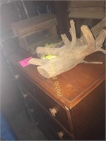 4 drawer chest, bird feeder, root