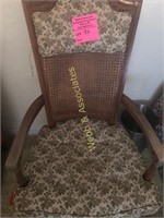 Cane back upholstered chair