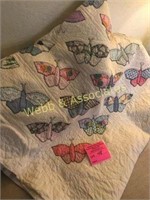 Hand quilted butterfly applique quilt