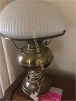 Electrified brass oil lamp