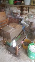 Lapidary equipment: saw, Tumblers, shelves geodes
