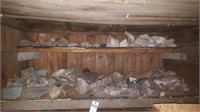North wall contents: 2 shelves of rocks & minerals