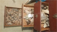 Cabinet w/3 drawers of rocks & blue drawers