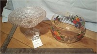 Crystal fruit  bowl on stand & Handcrafted bowl