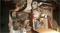 Box w/ cut agate, petoskey, fossils & more