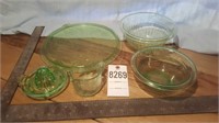 5pc green "uranium" glass dishes