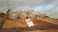 7pc Greentown clear glass sundae cups