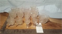 15pc Greentown clear glass