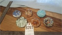 Group of 6 blown glass paperweights