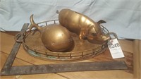 Group of Brass Animals & Platter