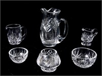 Waterford crystal Pitcher, sugars, creamers