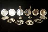 12 Sterling Silver Butter plates and candlesticks