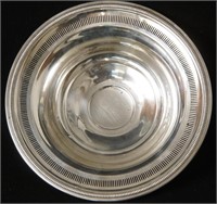 STERLING SILVER FOOTED BOWL - OPENWORK BORDER.  9”