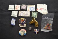 President Kennedy Pin & Stamps