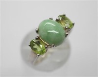 Peridot Sterling Silver Ring-Size  7-3/4