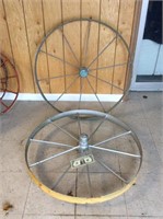 Pair of antique steel wheels approximately 33