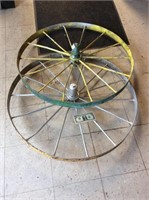 Pair of antique steel wheels approximately 40