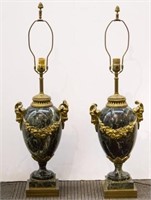 Neoclassical Marble & Gilt Bronze Table Lamps
